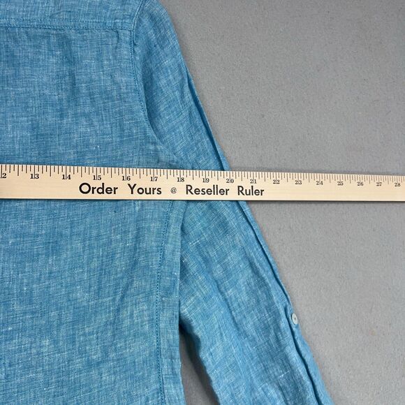 Sigrid Olsen Shirt Womens Small Blue Coastal Cottage Resort Luxury 100% Linen - Picture 12 of 15
